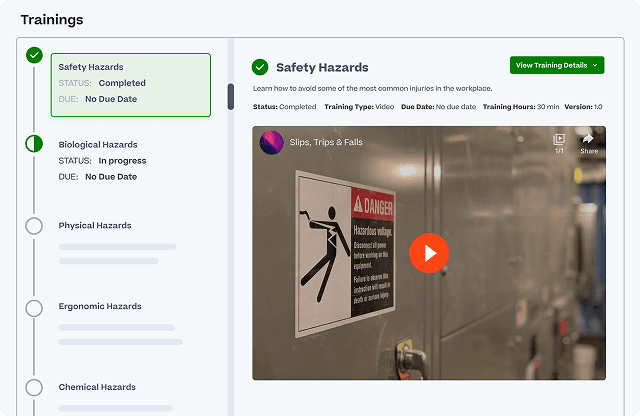 captura de tela de um treinamento sobre riscos à segurança