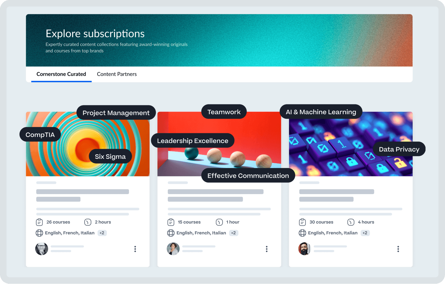 A screenshot of a website that says explore subscriptions.