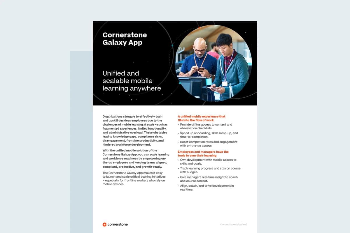 Cornerstone Galaxy Mobile App Datasheet